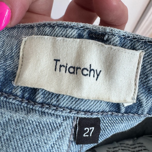 TRIARCHY Stirrup High Waisted Seamed Straight Denim Jeans Size 27 Neiman Marcus - Picture 7 of 9